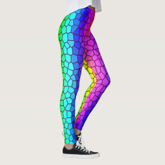 Leggings Coloridas do Arco-Íris Inspiradas em Vidr