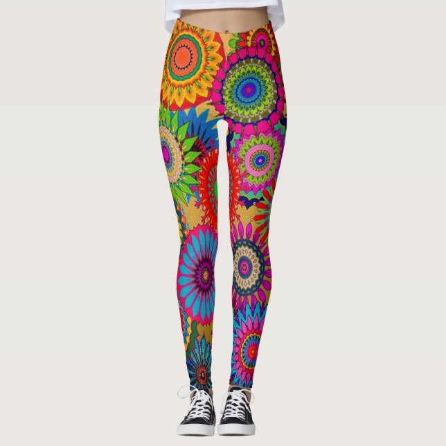 Leggings Coloridas do Estilo Boêmico (Frente)