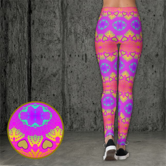 Leggings Coloridas do Festival Retro (If you love color, you will defnitatly love this wacky but cute leggings. concert, gym or just hang)