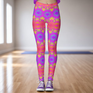 Leggings Coloridas do Festival Retro