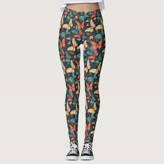 Leggings Coloridas Inspiradas em Borboletas  (Frente)