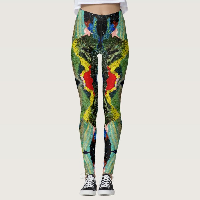 Leggings coloridas loucas. (Frente)