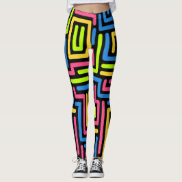 Leggings coloridas padrão da Trendy 80s
