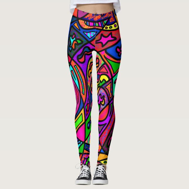 Leggings Coloridos Divertidos e Elegantes (Frente)