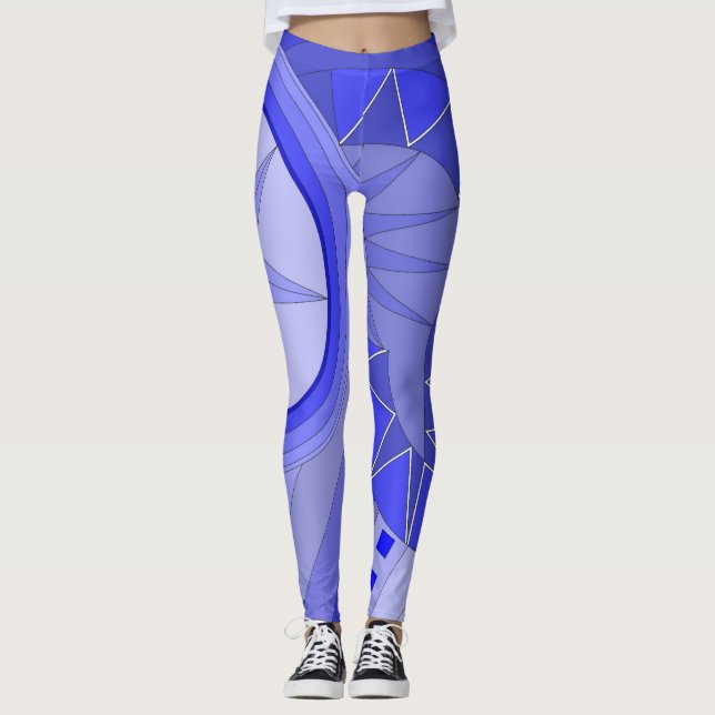 Leggings com arte casual azul (Frente)