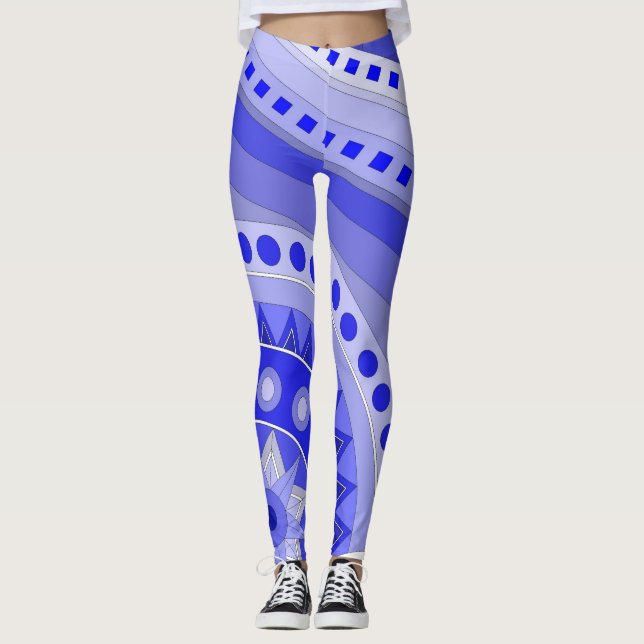 Leggings com arte casual azul (Frente)