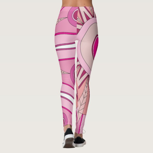 Leggings com arte vermelha quente (Verso)