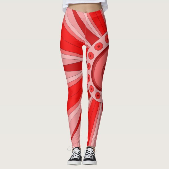 Leggings com arte vermelha quente (Frente)