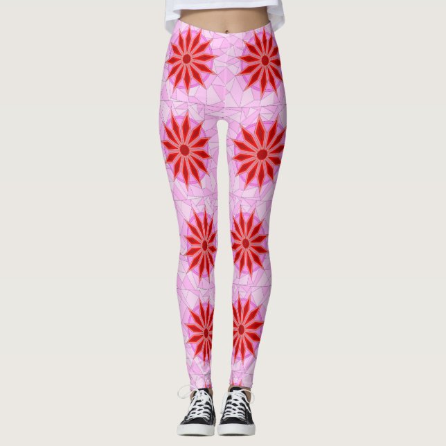 Leggings com arte vermelha quente (Frente)