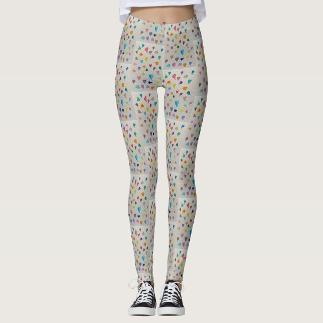 Leggings com Azulejo de Corações Pequenos  (Frente)