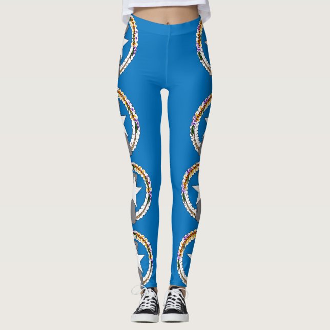 Leggings com bandeira de Mariana Norte, EUA (Frente)