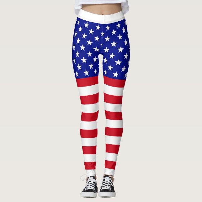 Leggings com Bandeira dos EUA Feminino (Frente)