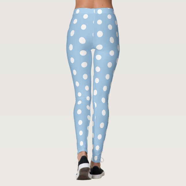 Leggings com bolinhas brancas azuladas abstratas (Verso)