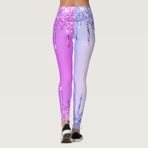Leggings com Brilhos Roxos e Pingos Reluzentes