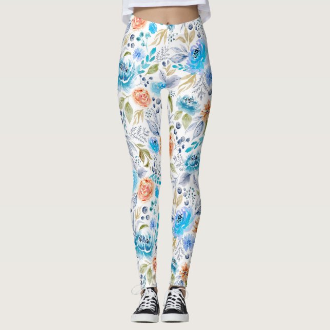 Leggings com Buquê Floral Aquarela (Frente)