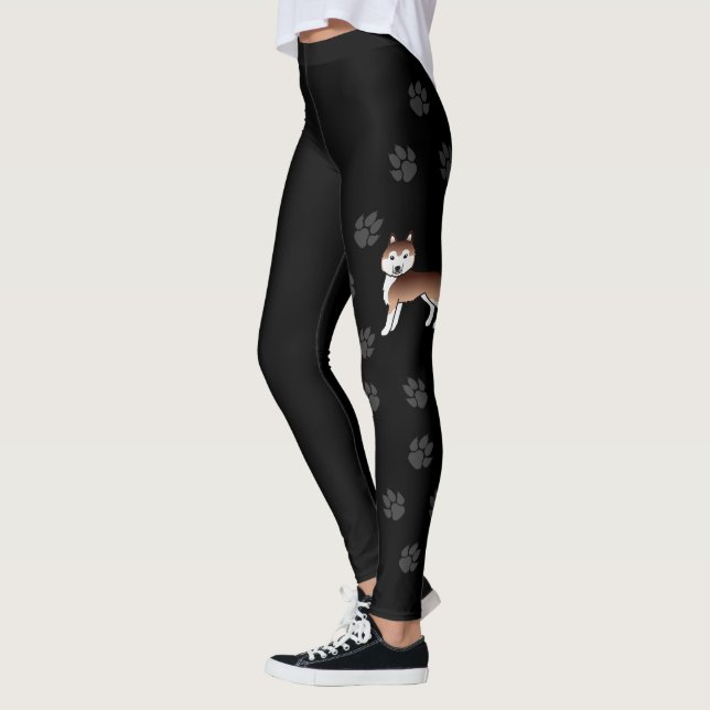 Leggings com cachorro de desenho animado Husky Sib (Esquerda)