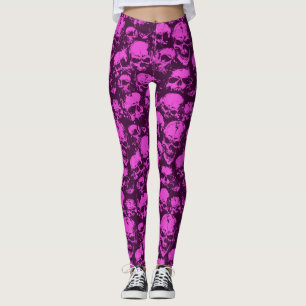Leggings com caveira cor-de-rosa