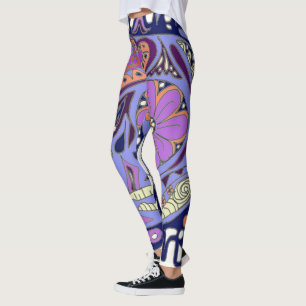Leggings com caveira do açúcar do gato do tatuag