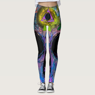 Leggings com caveira psicadélico do terceiro olho