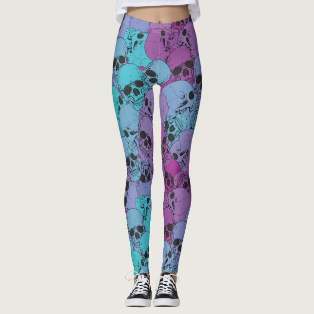Leggings com caveiras brilhantes (Frente)