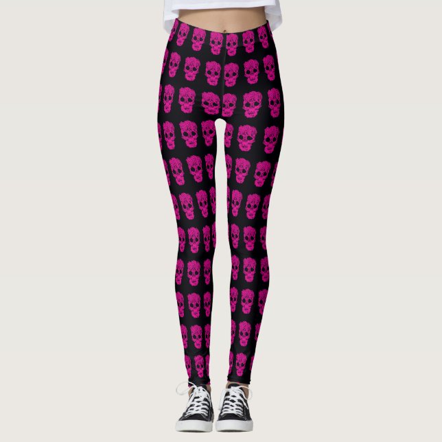 Leggings com caveiras cor-de-rosa (Frente)