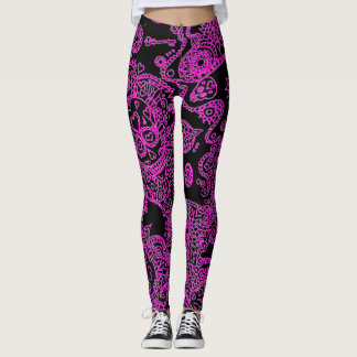 Leggings com caveiras de açúcar