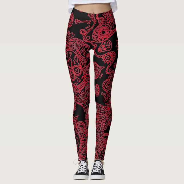 Leggings com caveiras de açúcar (Frente)