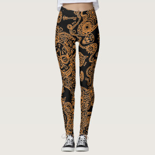 Leggings com caveiras de açúcar