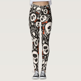 Leggings com caveiras de empate arco