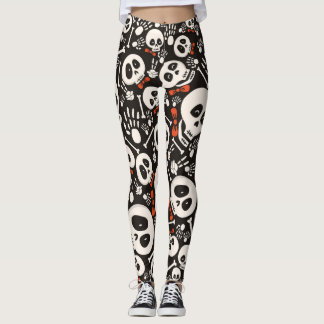 Leggings com caveiras de empate arco