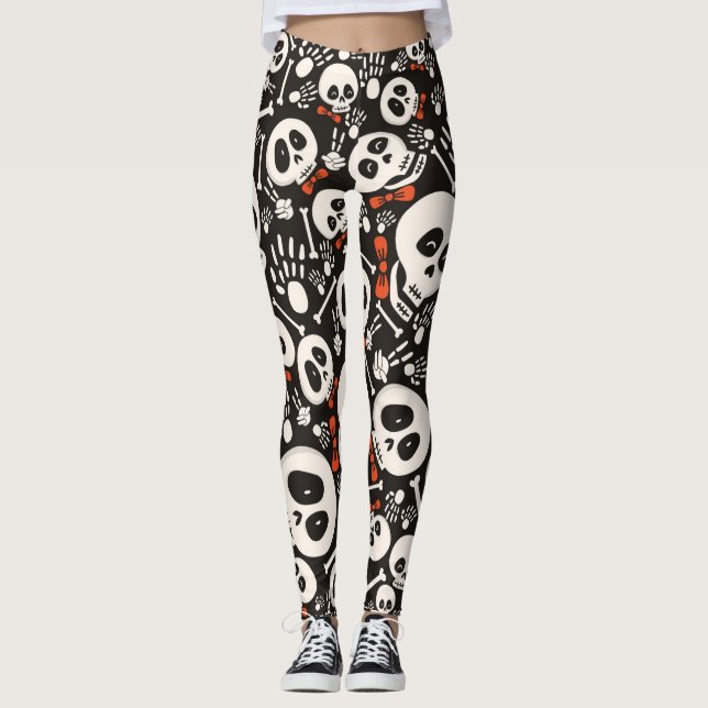 Leggings com caveiras de empate arco (Frente)
