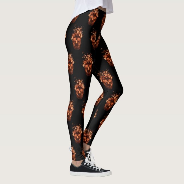 Leggings com caveiras de Fogo Laranja (Direita)