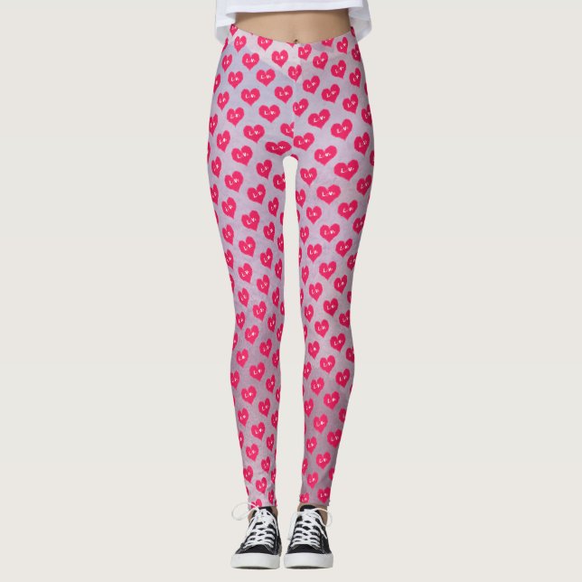 Leggings com Coração Roxo Rosa no Dia dos Namorado (Frente)