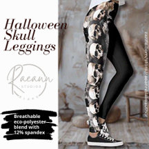 Leggings com Desenho de Caveira de Halloween