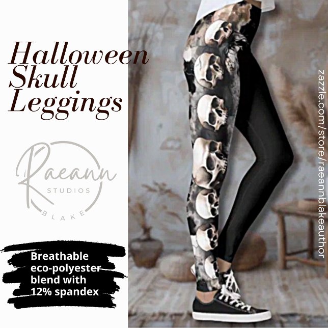 Leggings com Desenho de Caveira de Halloween (Criador carregado)