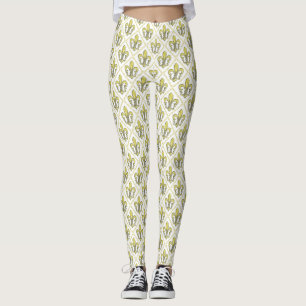 Leggings com design elegante de flor de lis