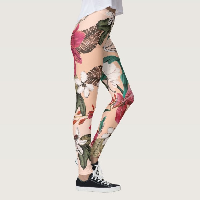 Leggings com Elegante Padrão Floral (Direita)