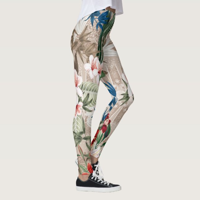 Leggings com Elegante Padrão Floral (Direita)