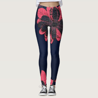 Leggings com Estampa Botânica Floral Rosa e Azul M