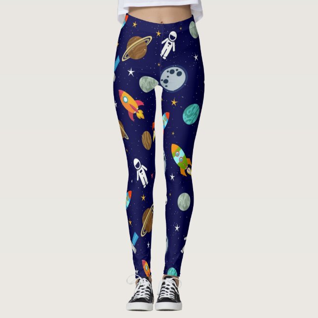 Leggings com estampa de astronauta azul (Frente)