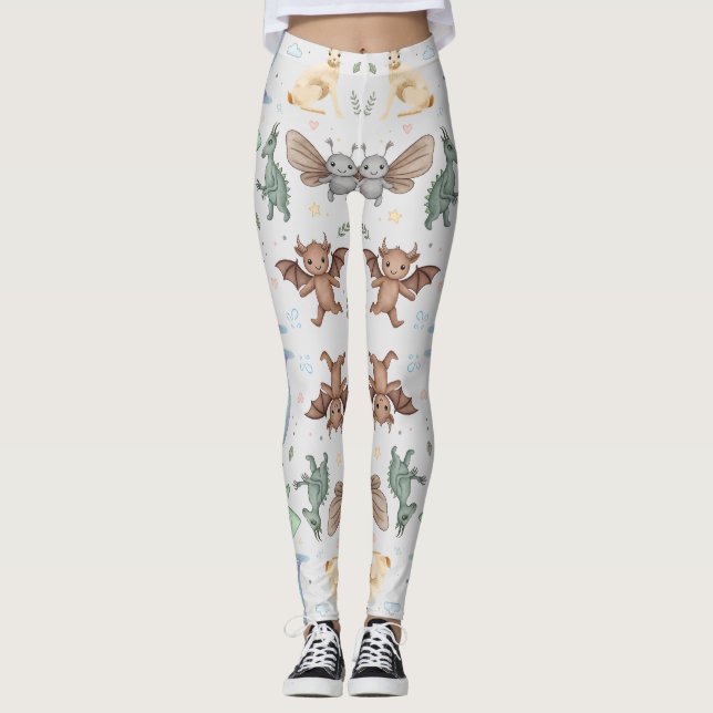 Leggings com Estampa de Criptozoário Mothman & Ami (Frente)