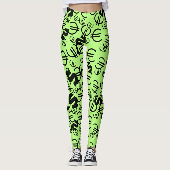 Leggings com Estampa de Euro Dólares de Dinheiro I (Frente)