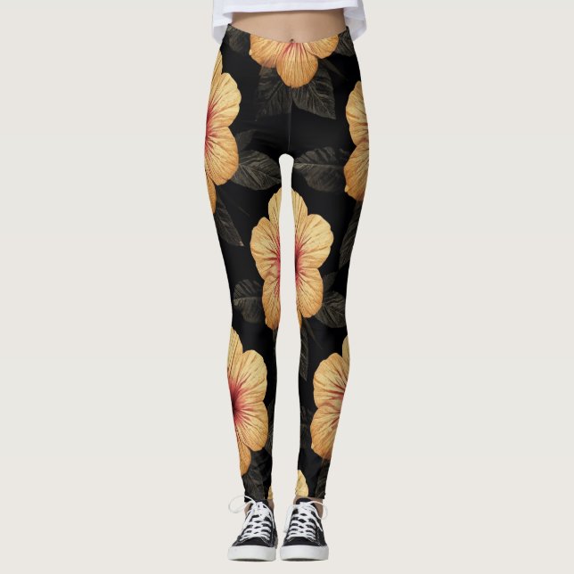 Leggings com Estampa de Flor Tropical (Frente)