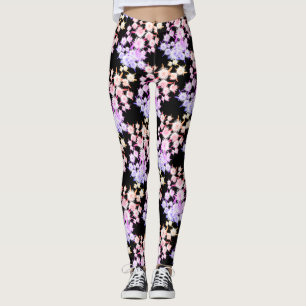 Leggings com Estampa de Flores de Figos Azedos Fun