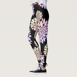 Leggings com Estampa de Flores Pétalas de Pastel