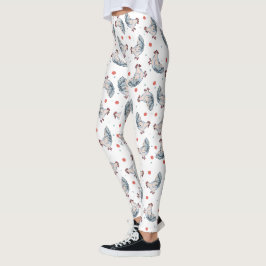 Leggings com Estampa de Frangos e Pontos por Toda