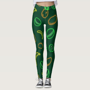 Leggings com Estampa de Frutas Tropicais Neon