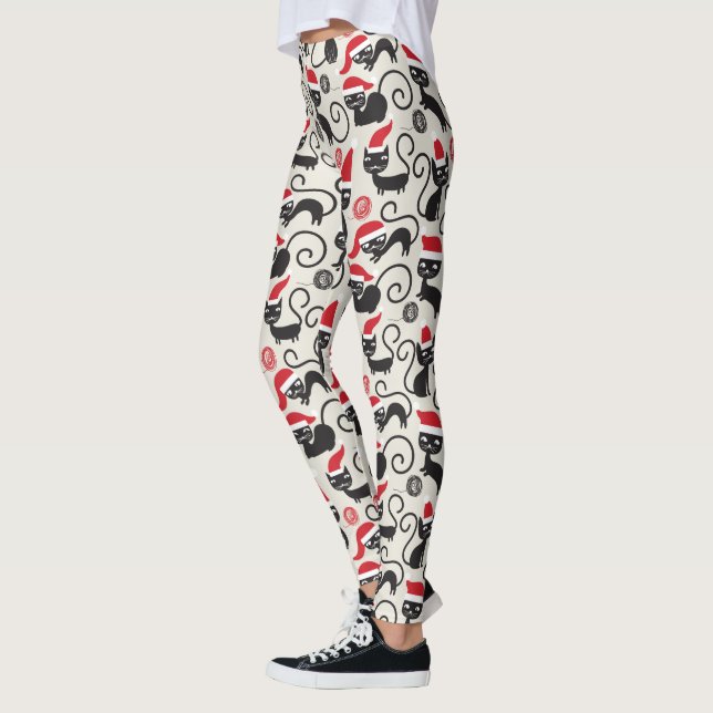 Leggings com Estampa de Gatinhos de Natal Fofos (Esquerda)