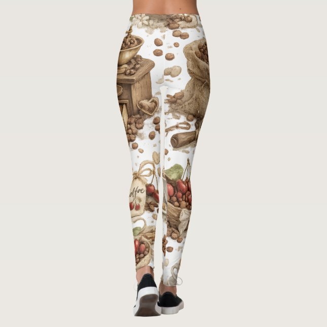 Leggings com Estampa de Grãos de Café (Verso)