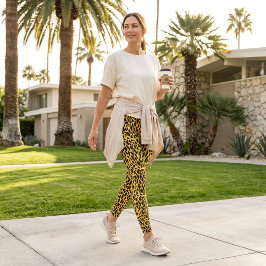 Leggings com Estampa de Guepardo Amarelo